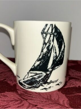 Ralph Lauren Mug Maritime Stripe Sail Boat LRL Coffee Cup Mug Nautical